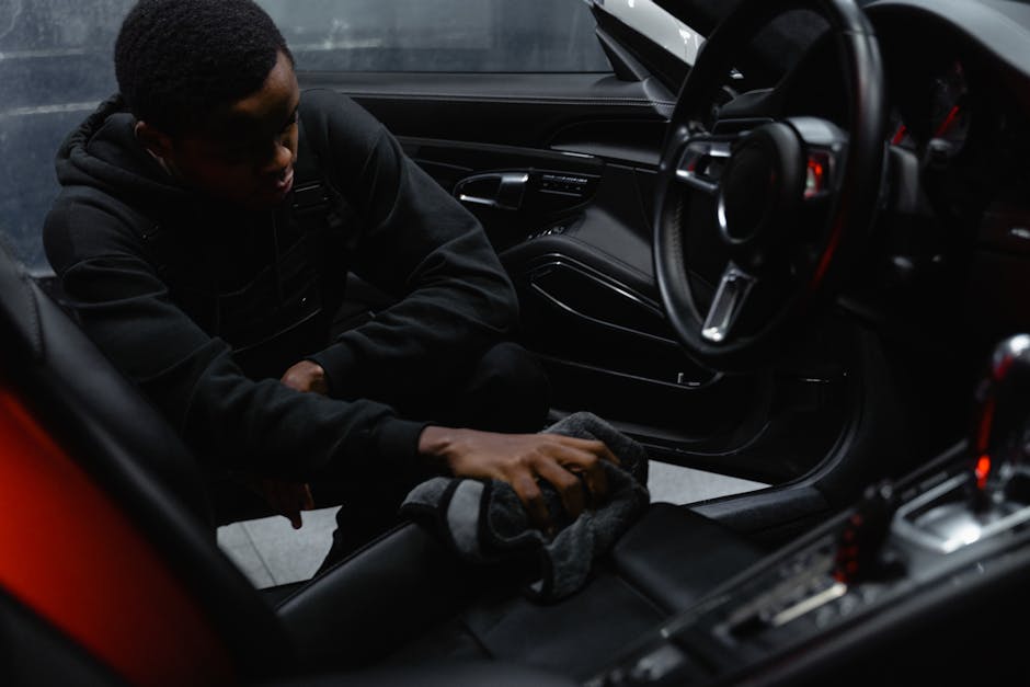 Cleaning and vacuuming car interior